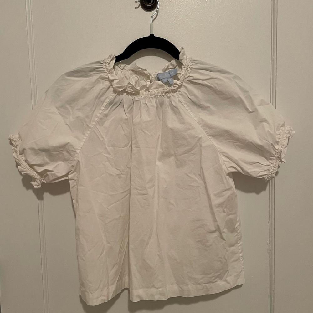 White Puff Sleeve Poplin Top